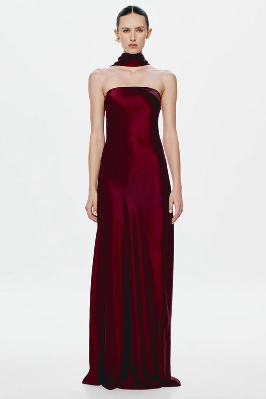 Misha Lilia Satin Gown - Port