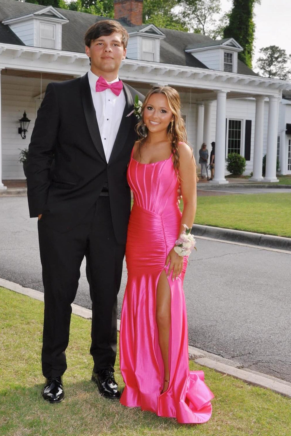 Spaghetti Straps Green Satin Mermaid Prom Dress