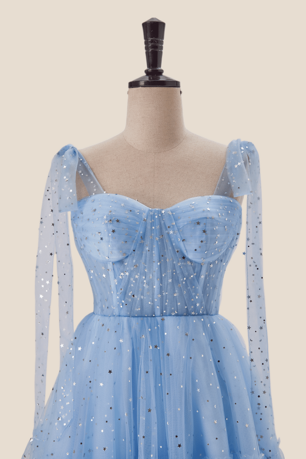 Starry Light Blue Tulle A-line Princess Dress