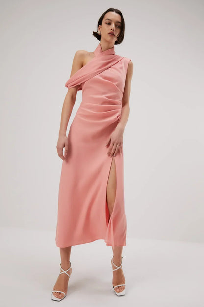 Misha Amiya Satin Midi Dress - Quartz Pink