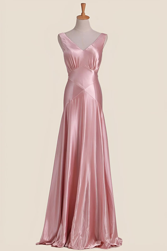 Light Blue V Neck Sheath Long Party Dress