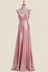 Light Blue V Neck Sheath Long Party Dress