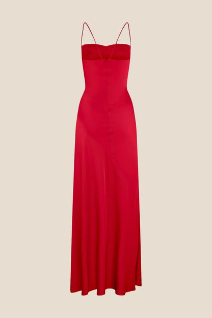 Royal Blue Straps Long Dress with Slit