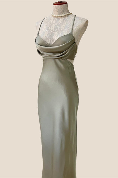 Straps Sage Cowl Neck Sheath Party Dress