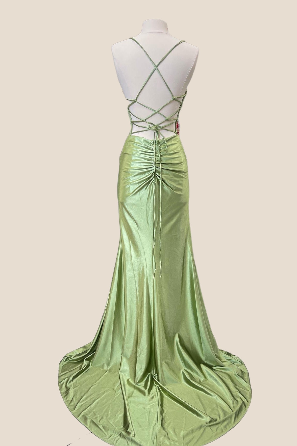 Sage Green  Ruched Corset Mermaid Long Prom Dress