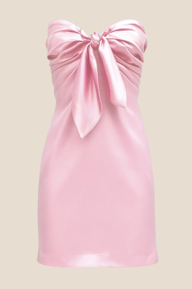 Strapless Red Tie Front Short Dress