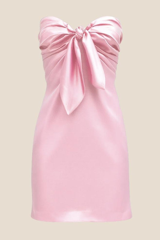 Strapless Red Tie Front Short Dress