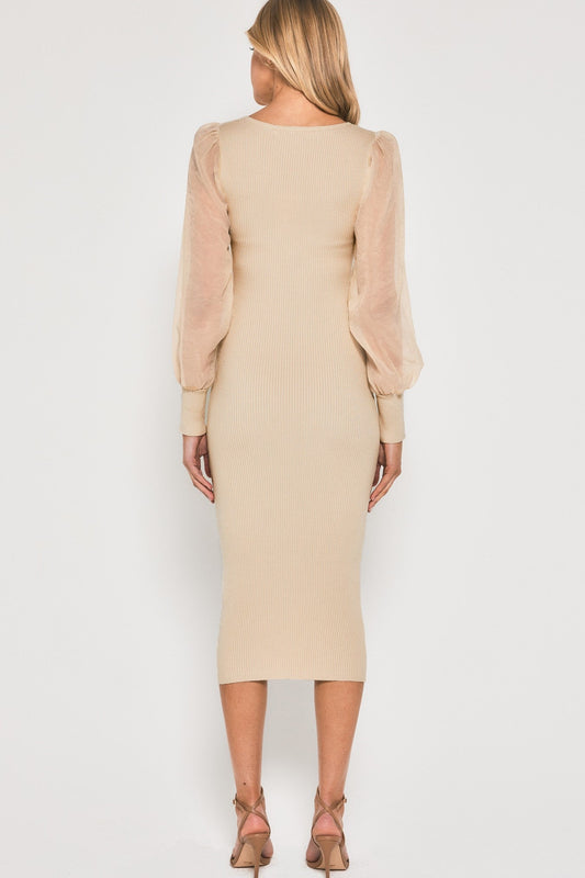 Amelia Knit Midi Dress - Cream