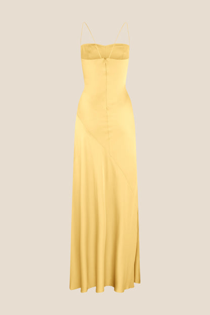 Spaghetti Straps Olive Green Long Dress with Slit